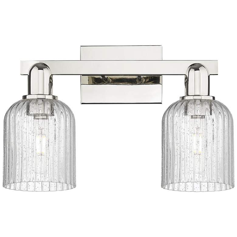 Image 1 Bridal Veil 16"W 2 Light Polished Nickel Bath Light With Seedy Shade