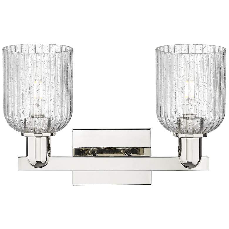 Image 2 Bridal Veil 16"W 2 Light Polished Nickel Bath Light With Seedy Shade more views