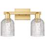 1_Bridal Veil 16"W 2 Light Satin Gold Bath Vanity Light With Clear Shade