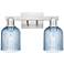 Bridal Veil 16"W 2 Light Satin Nickel Bath Light w/ Blue Shade