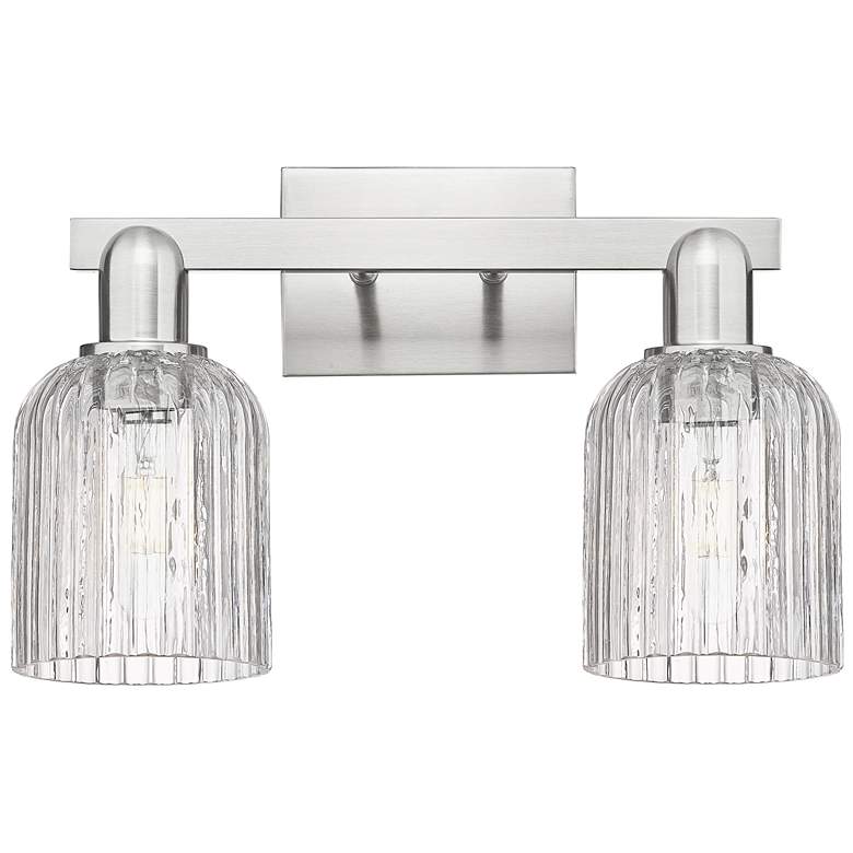Image 1 Bridal Veil 16"W 2 Light Satin Nickel Bath Light w/ Clear Shade