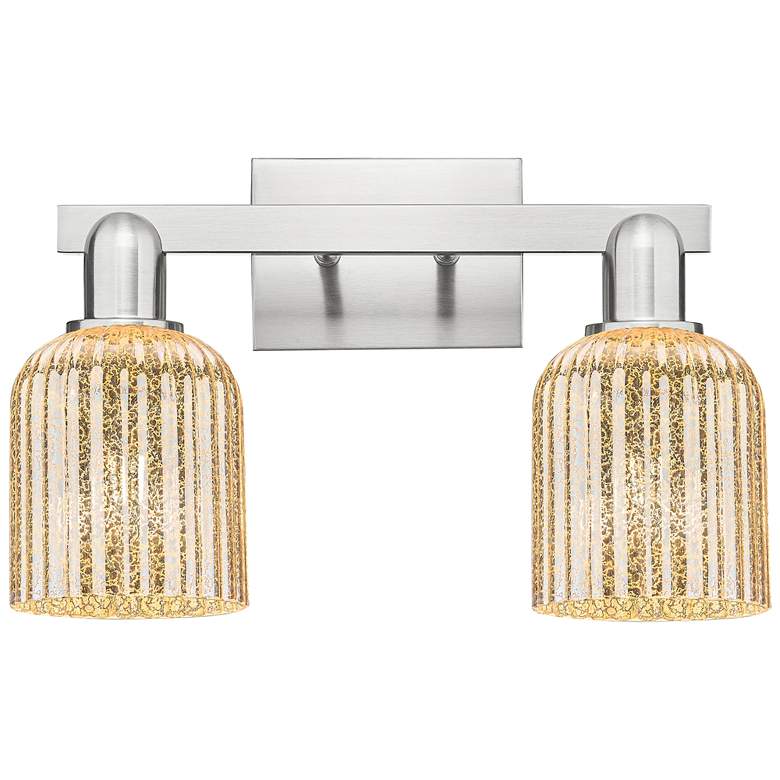 Image 1 Bridal Veil 16"W 2 Light Satin Nickel Bath Light w/ Mercury Shade