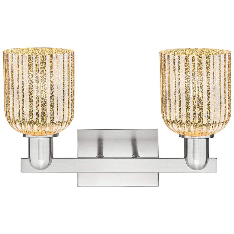 Image 2 Bridal Veil 16"W 2 Light Satin Nickel Bath Light w/ Mercury Shade more views