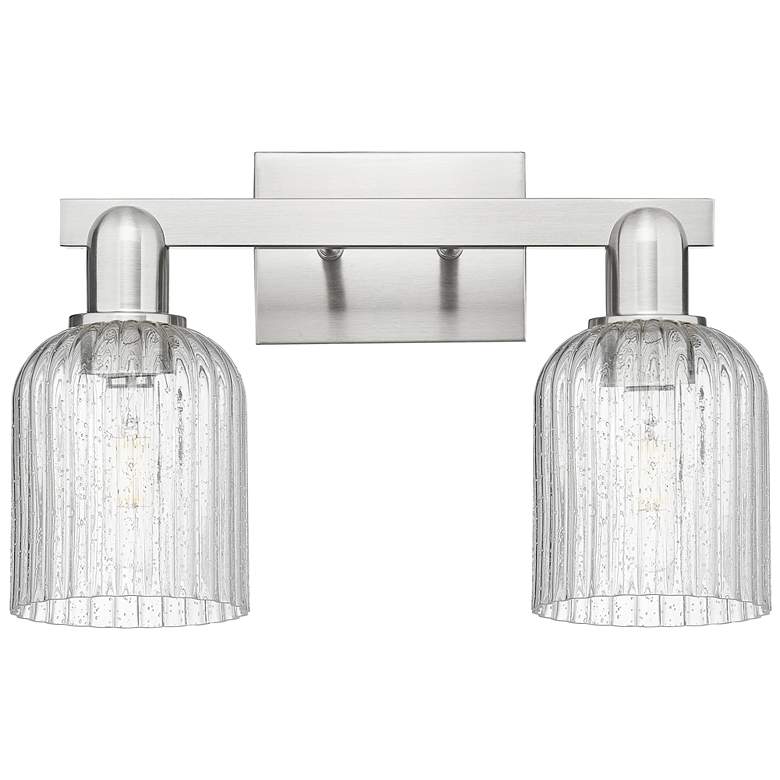 Image 1 Bridal Veil 16"W 2 Light Satin Nickel Bath Light w/ Seedy Shade
