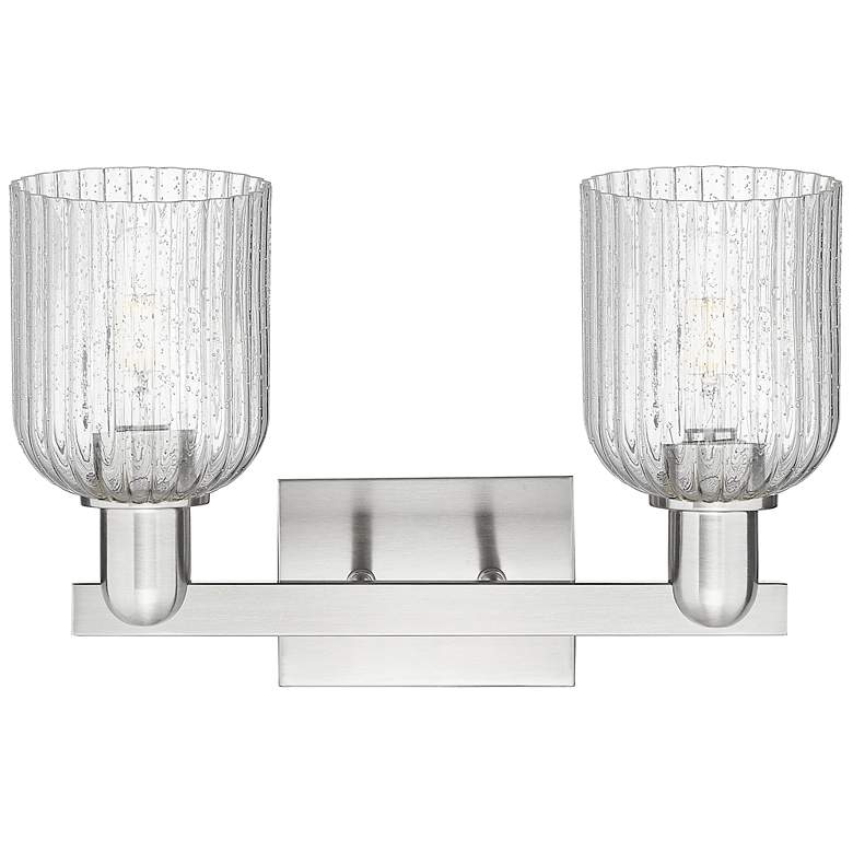 Image 2 Bridal Veil 16"W 2 Light Satin Nickel Bath Light w/ Seedy Shade more views