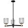 Bridal Veil 17.5"W 3 Light Black Brass Chandelier w/ Smoke Shade