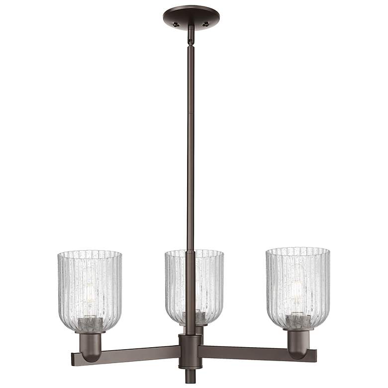 Image 1 Bridal Veil 17.5"W 3 Light Oil Rubbed Bronze Chandelier w/ Seedy Shade