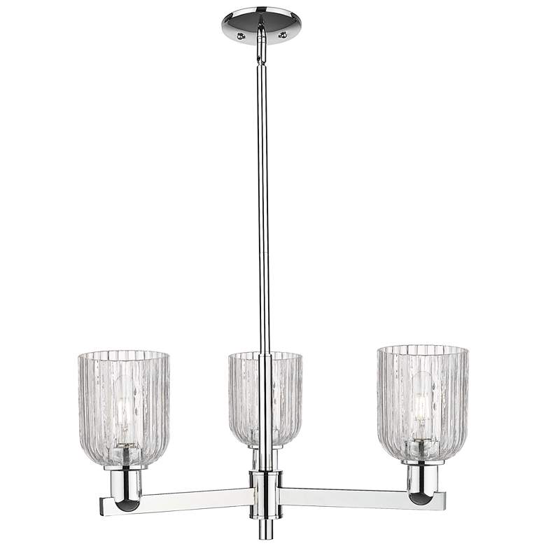 Image 1 Bridal Veil 17.5"W 3 Light Polished Chrome Chandelier With Clear Shade
