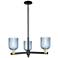 Bridal Veil 18"W 3 Light Black Antique Brass Chandelier With Blue Shade