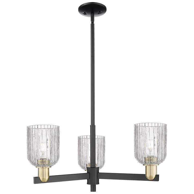 Image 1 Bridal Veil 18"W 3 Light Black Brass Chandelier With Clear Shade