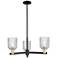 Bridal Veil 18"W 3 Light Black Brass Chandelier With Clear Shade