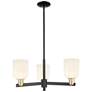 Bridal Veil 18"W 3 Light Black Brass Chandelier With Gloss White Shade