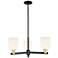 Bridal Veil 18"W 3 Light Black Brass Chandelier With Gloss White Shade