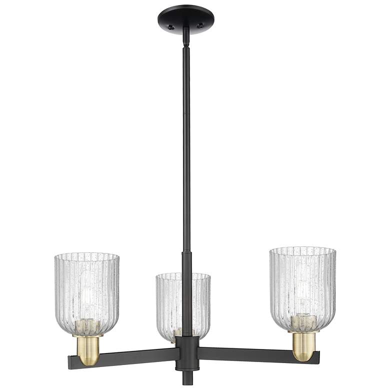 Image 1 Bridal Veil 18"W 3 Light Black Brass Chandelier With Seedy Shade