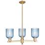 Bridal Veil 18"W 3 Light Champagne Bronze Chandelier With Blue Shade