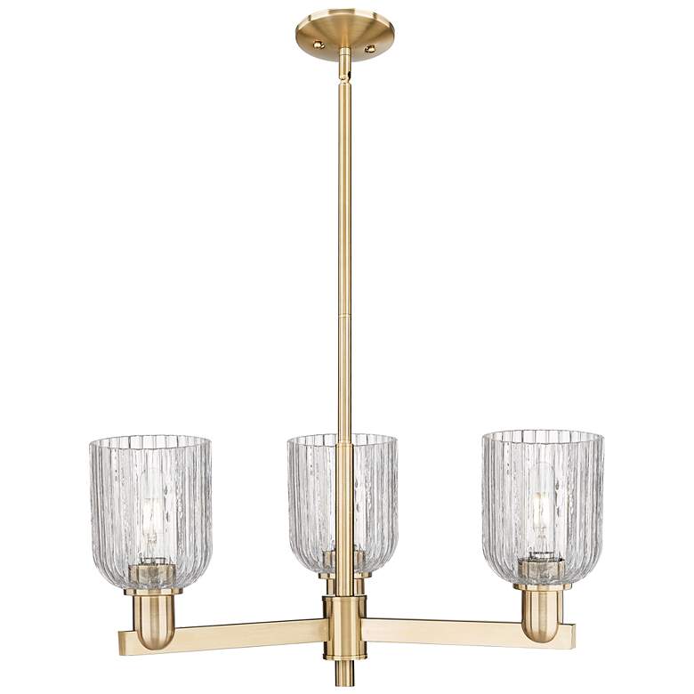 Image 1 Bridal Veil 18"W 3 Light Champagne Bronze Chandelier With Clear Shade
