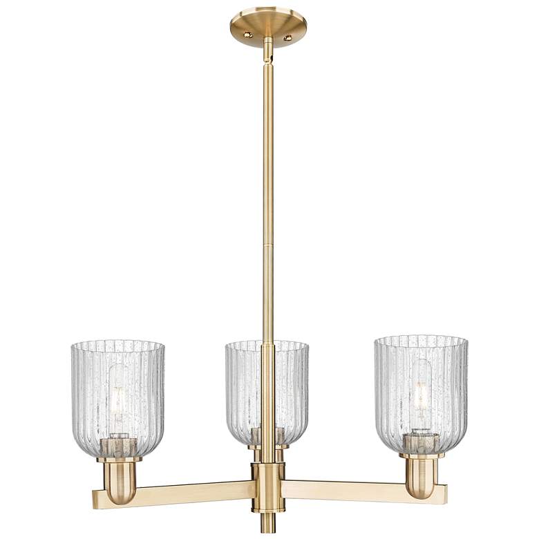 Image 1 Bridal Veil 18"W 3 Light Champagne Bronze Chandelier With Seedy Shade