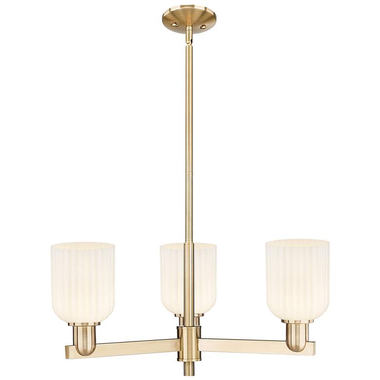 Image 1 Bridal Veil 18"W 3 Light Champagne Chandelier With Gloss White Shade