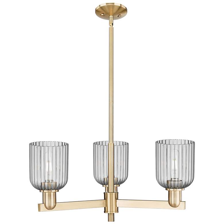 Image 1 Bridal Veil 18"W 3 Light Champagne Chandelier With Light Smoke Shade
