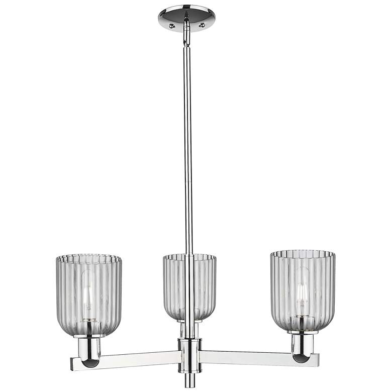 Image 1 Bridal Veil 18"W 3 Light Chrome Chandelier With Light Smoke Shade