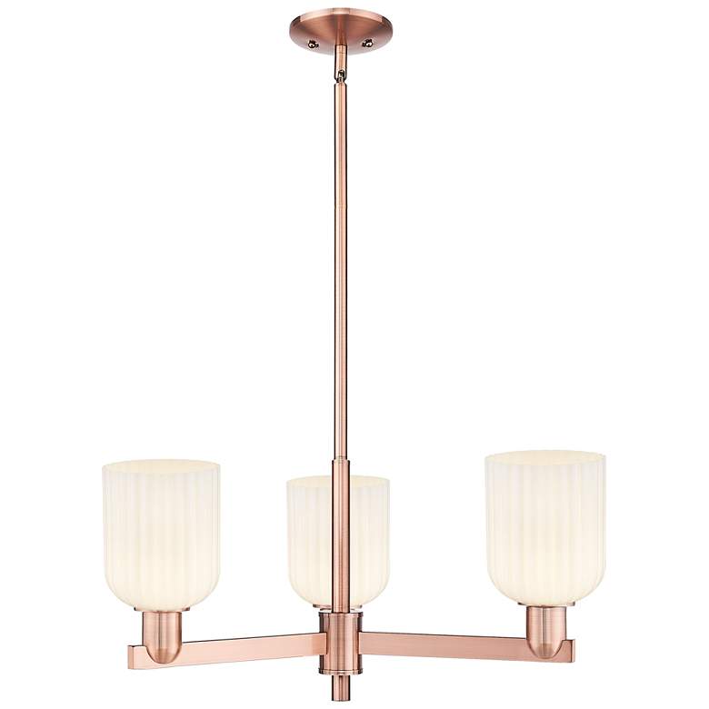 Image 1 Bridal Veil 18"W 3 Light Copper Chandelier With Gloss White Shade