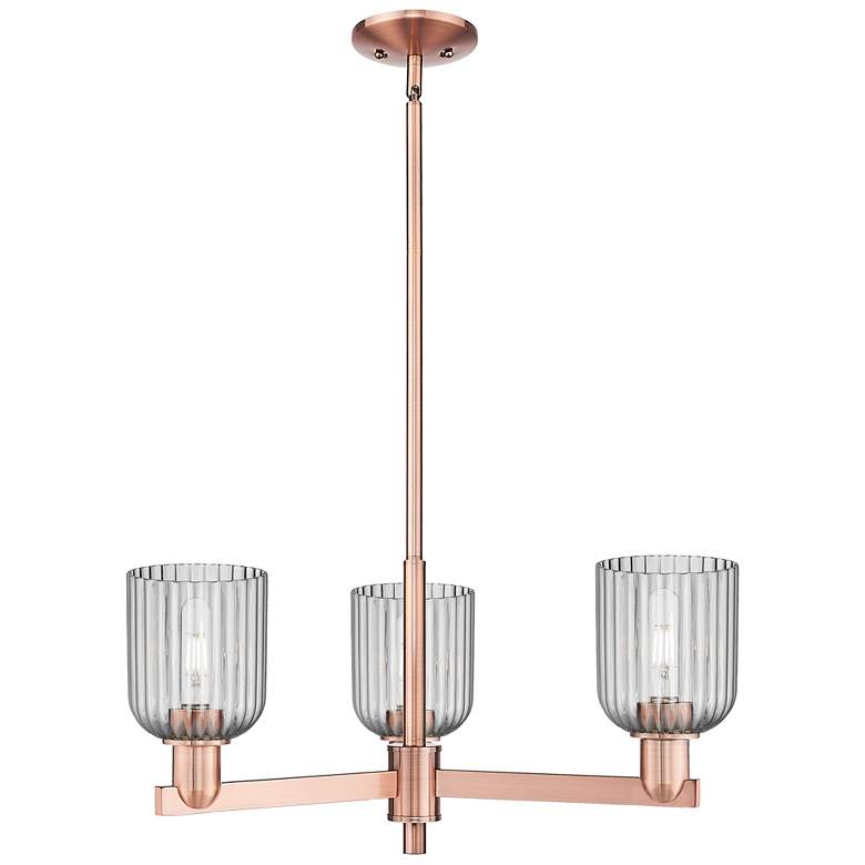 Image 1 Bridal Veil 18"W 3 Light Copper Chandelier With Light Smoke Shade
