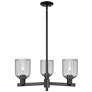 Bridal Veil 18"W 3 Light Matte Black Chandelier With Light Smoke Shade