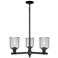 Bridal Veil 18"W 3 Light Matte Black Chandelier With Light Smoke Shade