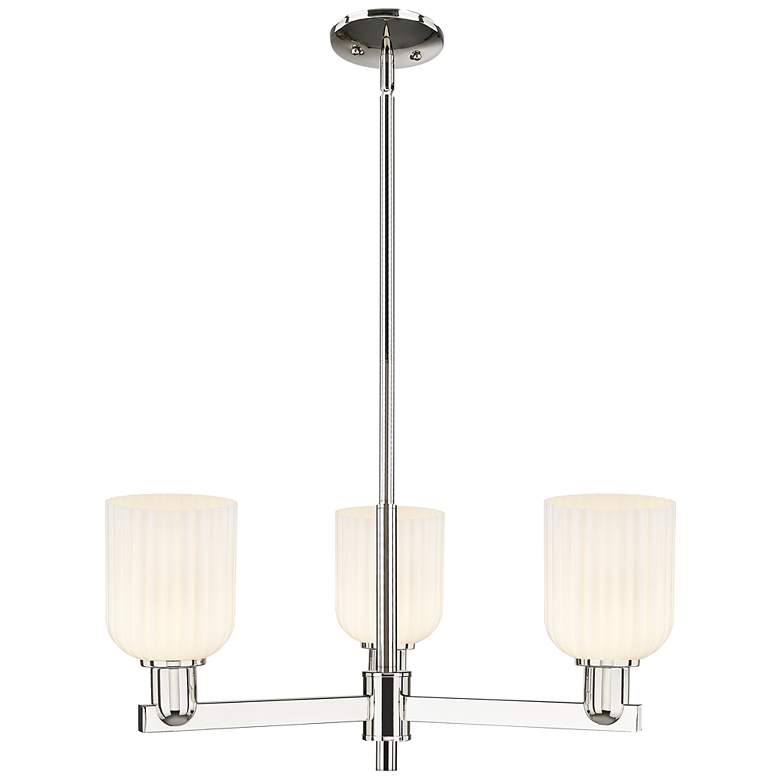 Image 1 Bridal Veil 18"W 3 Light Nickel Chandelier w/ Gloss White Shade