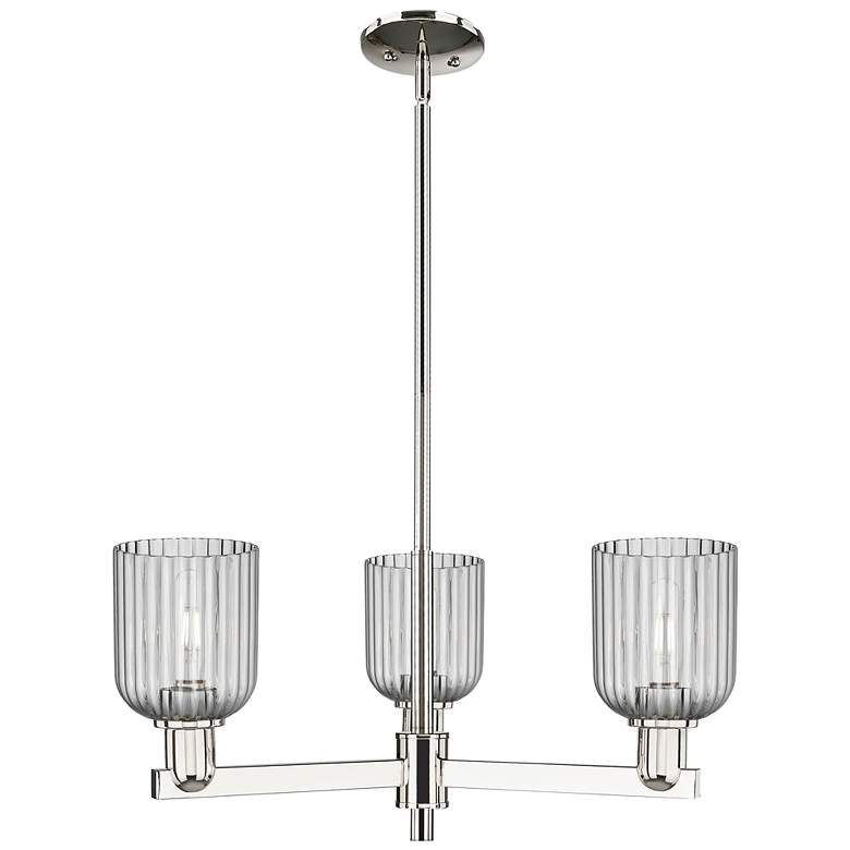Image 1 Bridal Veil 18"W 3 Light Nickel Chandelier w/ Light Smoke Shade