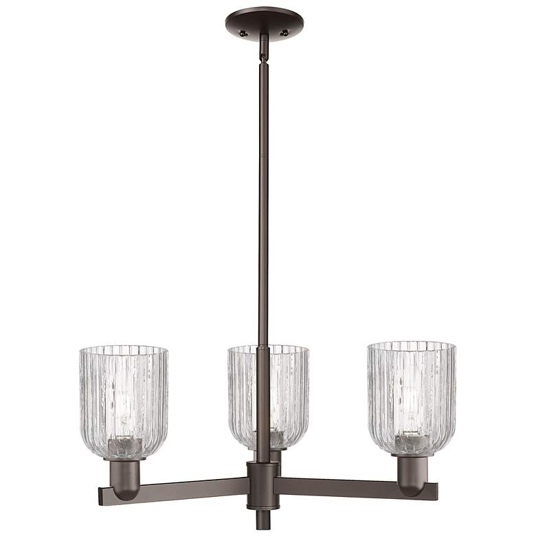 Image 1 Bridal Veil 18"W 3 Light Oil Rubbed Bronze Chandelier With Clear Shade