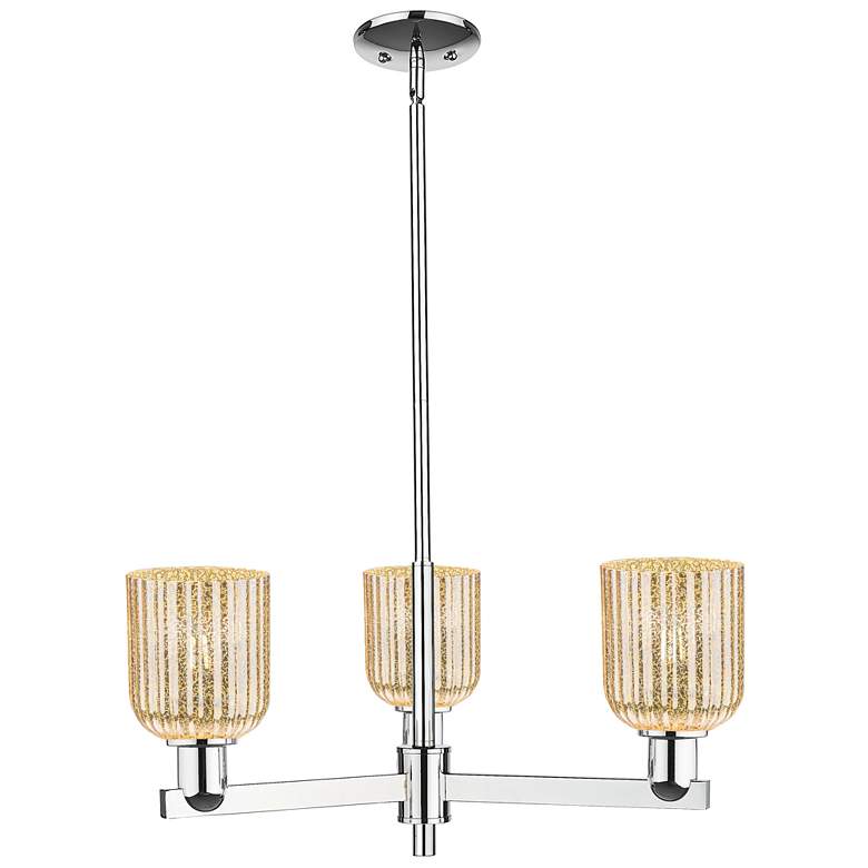 Image 1 Bridal Veil 18"W 3 Light Polished Chrome Chandelier With Mercury Shade