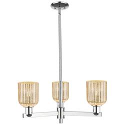 Bridal Veil 18"W 3 Light Polished Chrome Chandelier With Mercury Shade