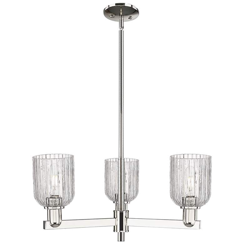 Image 1 Bridal Veil 18"W 3 Light Polished Nickel Chandelier With Clear Shade