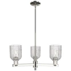 Bridal Veil 18"W 3 Light Polished Nickel Chandelier With Clear Shade