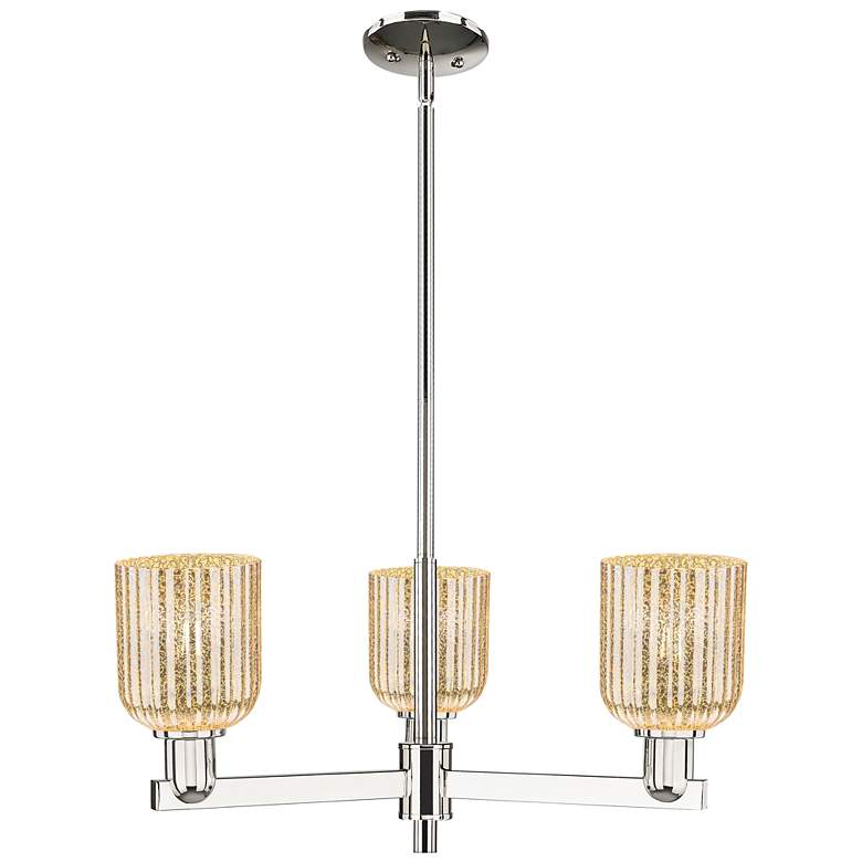 Image 1 Bridal Veil 18"W 3 Light Polished Nickel Chandelier With Mercury Shade