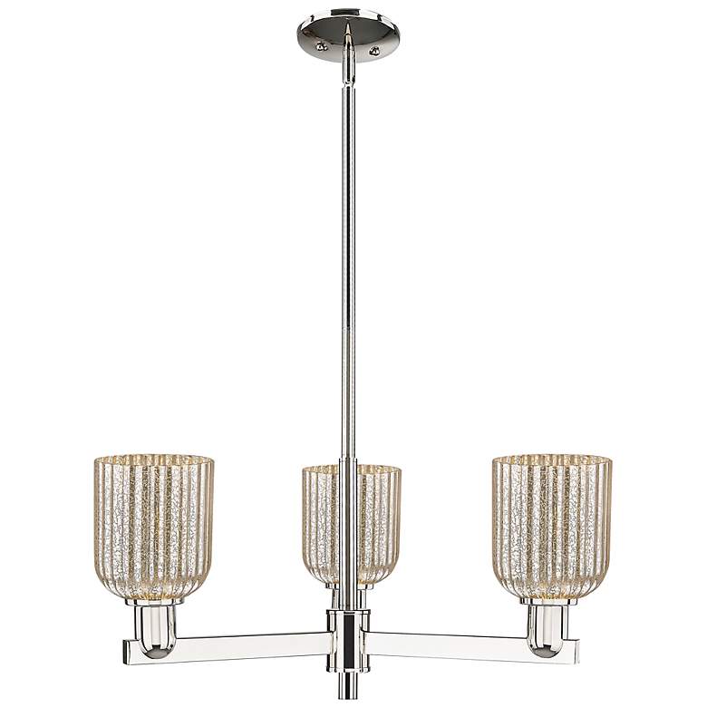 Image 2 Bridal Veil 18"W 3 Light Polished Nickel Chandelier With Mercury Shade more views
