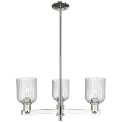 Bridal Veil 18"W 3 Light Polished Nickel Chandelier With Seedy Shade