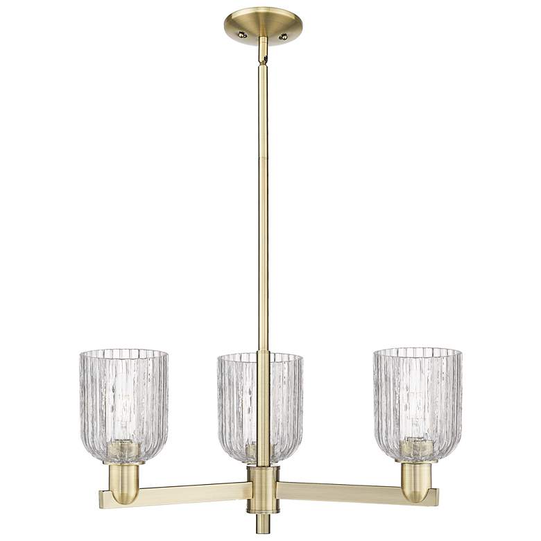 Image 1 Bridal Veil 18" Wide 3 Light Antique Brass Chandelier With Clear Shade
