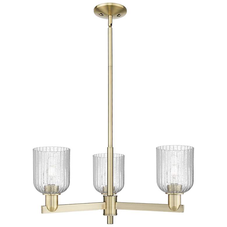 Image 1 Bridal Veil 18" Wide 3 Light Antique Brass Chandelier With Seedy Shade