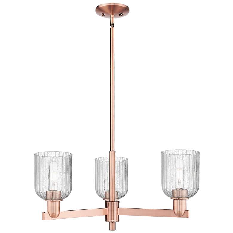 Image 1 Bridal Veil 18" Wide 3 Light Antique Copper Chandelier With Seedy Shade