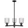 Bridal Veil 18" Wide 3 Light Matte Black Chandelier With Clear Shade