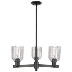 Bridal Veil 18" Wide 3 Light Matte Black Chandelier With Clear Shade