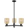 1_Bridal Veil 18" Wide 3 Light Matte Black Chandelier With Mercury Shade