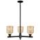 Bridal Veil 18" Wide 3 Light Matte Black Chandelier With Mercury Shade