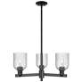 Bridal Veil 18" Wide 3 Light Matte Black Chandelier With Seedy Shade