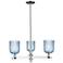 Bridal Veil 18" Wide 3 Light Polished Chrome Chandelier With Blue Shade