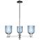 Bridal Veil 18" Wide 3 Light Polished Nickel Chandelier With Blue Shade