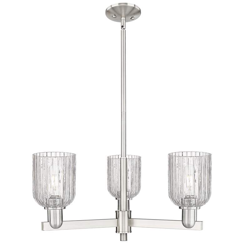 Image 1 Bridal Veil 18" Wide 3 Light Satin Nickel Chandelier With Seedy Shade