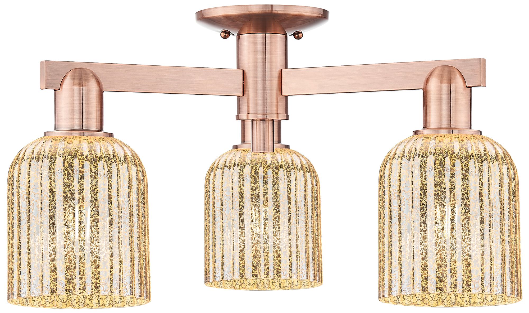 Bridal Veil 22.5"W 3 Light Copper Semi.Flush Mount w/ Mercury Shade